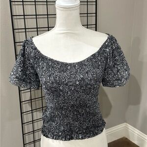 Floral Black and White Women's Top